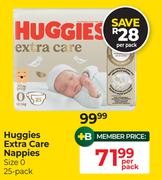 Huggies Extra Care Nappies (Size 0-25 Pack)-Per Pack