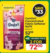 Comfort Concentrated Fabric Softener Refill-For 2 x 800ml
