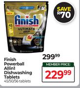 Finish Powerball All In 1 Dishwashing Tablets-45/50/56 Tablets