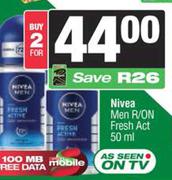Nivea Men R/On Fresh Act-For 2 x 50ml