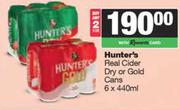 Hunter's Real Cider Dry Or Gold Cans-For 2 x 6 x 440ml