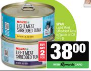 Spar Light Meat Shredded Tuna In Water Or Oil-For 2 x 170g