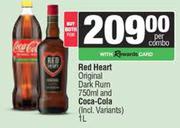 Red Heart Original Original Dark Rum 750ml Coca Cola 1L-Both For