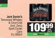 Jack Daniel's Tennessee Whisky & Coca Cola Spirit Cooler Cans-6 x 300ml