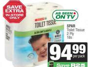 Spar Toilet Tissue 2 Ply-18s Per Pack
