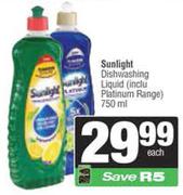 Sunlight Dishwashing Liquid-750ml Each