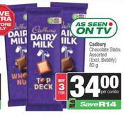 Cadbury Chocolate Slabs-For 3 x 80g