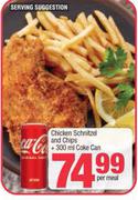 Chicken Schnitzel And Chips + 300ml Coke Can-Per Meal