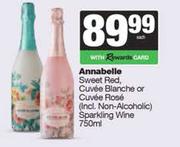 Annabelle Sweet Red,Cuvee Blanche Or Cuvee Rose Sparkling Wine-750ml