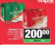 Hunter's Real Cider Dry Or Gold Cans-For 2 x 6 x 440ml