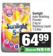 Sunlight Auto Washing Powder 2Kg Or Washing Liquid 1.5L
