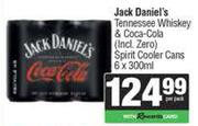 Jack Daniel's Tennessee Whisky & Coca Cola (Incl Zero) Spirit Cooler Cans-6 x 300ml Per Pack