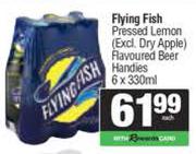 Flying Fish Pressed Lemon (Excl Dry Apple) Flavoured Beer Handies-6 x 330ml 