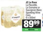 JC Le Roux La Fleurette, Le Domaine Or Sauvignon Blanc Sparkling Wine Cans-6 x 300ml
