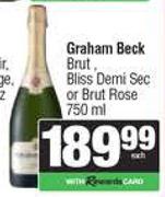 Graham beck Brut, Bliss Dermi Sec Or Brut Rose-750ml Each