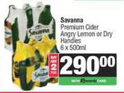 Savanna Premium Cider Angry Lemon Or Dry Handies-For Any 2 x 6 x 500ml