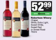 Robertson Winery Chapel White,Extra Light,Sweet White,Sweet Red Or Sweet Rose-750ml