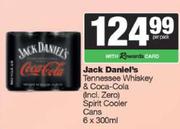 Jack Daniel's Tennessee Whisky & Coca Cola (Incl Zero) Spirit Cooler Cans-6 x 300ml Per Pack