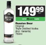 Russian Bear Original Triple Distilled Vodka (Incl Variants)-750ml