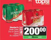 Hunter's Real Cider Dry or Gold Cans-For Any 2 x 6 x 440ml