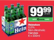 Heinken 0.0% Non-Alcoholic Handies-6 x 330ml Per Pack
