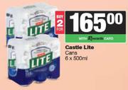 Castle Lite Cans-For 2 x 6 x 500ml