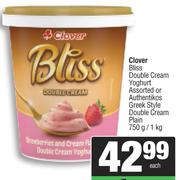 Clover Bliss Double Cream Yoghurt Assorted Or Authentikos Greek Style Double Cream Plain-750g/1kg Ea