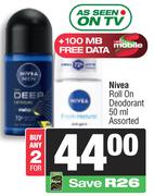 Nivea Roll On Deodorant Assorted-For Any 2 x 50ml