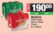 Hunter's Real Cider Dry Or Gold Cans-For 2 x 6 x 440ml