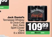Jack Daniel's Tennessee Whisky & Coca Cola Spirit Cooler Cans-6 x 300ml