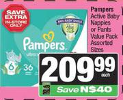 Pampers Active Baby Nappies Or Pants Value Pack (Assorted Sizes)-Each