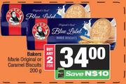 Bakers Marie Original Or Caramel Biscuits-For Any 2 x 200g