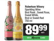 Robertson Winery Sparkling Wine Brut Rose,Sweet Rose,Sweet White,Brut Or Sweet Red-750ml
