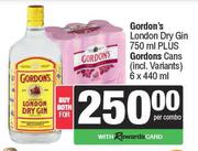 Gordon's London Dry Gin 750ml Plus Gordons Cans 6 x 440ml-Both For