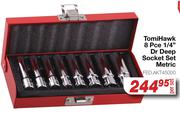 Tomi Hawk 8 Pce 1/4" Dr Deep Socket Set Metric FED.AKT45000-Per Set