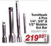 Tomi Hawk 4 Pce 1/4",3/8" & 1/2" Wobble Ext Bar FED.AKT11347-Per Set