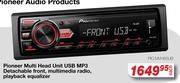 Pioneer Multi Head Unit USB MP3 Detachable Front,Multimedia Radio,Playback Equalizer PIO.MVH85UB