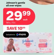 Johnson's Gentle All Over Wipes-56's/72's