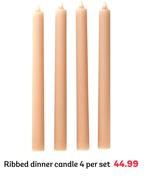 Ribbed Dinner Candle 4-Per Set