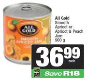 All Gold Smooth Apricot Or Apricot & Peach Jam-900g Each