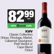 KWV Classic Collection Shiraz, Pinotage Merlot, Cabrnt Suvignon, Petit Verdot Or Cape Blend-750ml EA