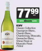 KWV Sauvignon Blanc, Chenin Blanc,Chardonnay Moscato,Grenache Blanc, Shiraz or Moscato Rose-750ml EA
