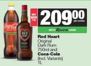 Red Heart Original Dark Rum 750ml Coca Cola 1Ltr- For Both