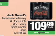 Jack Daniel's Tennessee Whisky & Coca Cola Spirit Cooler Cans-6 x 300ml