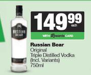 Russian Bear Original Triple Distilled Vodka-750ml