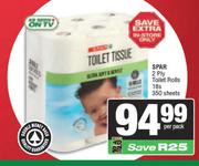 Spar 2 Ply Toilet Rolls (350 Sheets)-18 Per Pack