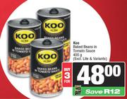 Koo Baked Beans In Tomato Sauce-For 3 x 400g