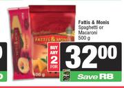 Fatti's & Moni's Spaghetti Or Macaroni-For Any 2 x 500g