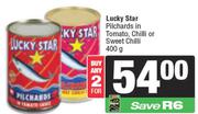 Lucky Star Pilchards In Tomato, Chilli Or Sweet Chilli-For 2  x 400g