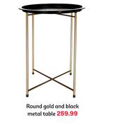    Round Gold & Black Metal Table